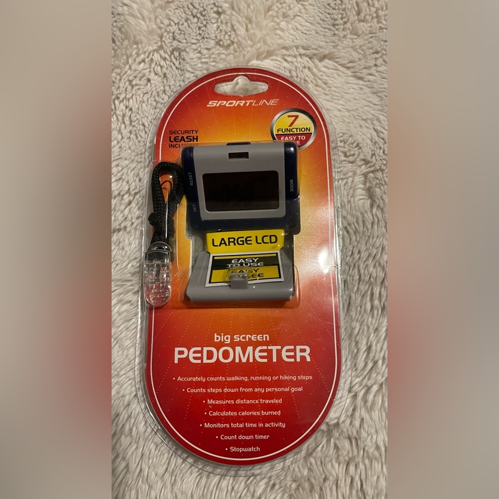 SPORTLINE Big Screen Pedometer 7 Functions With Security Leash Weight Loss Walk